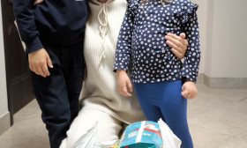 a young mother with her two children