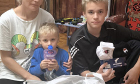 a young mother with two children