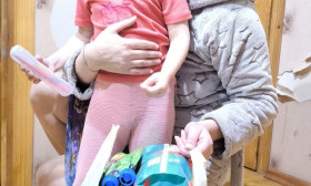 a young mother with a small child