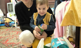 a young mother with a small boy